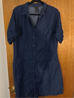 Blue Jean Button-Front Shirt Dress